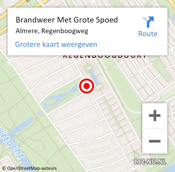 Locatie op kaart van de 112 melding: Brandweer Met Grote Spoed Naar Almere, Regenboogweg op 7 november 2020 18:41