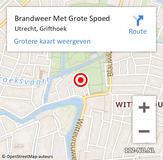 Locatie op kaart van de 112 melding: Brandweer Met Grote Spoed Naar Utrecht, Grifthoek op 7 november 2020 19:56