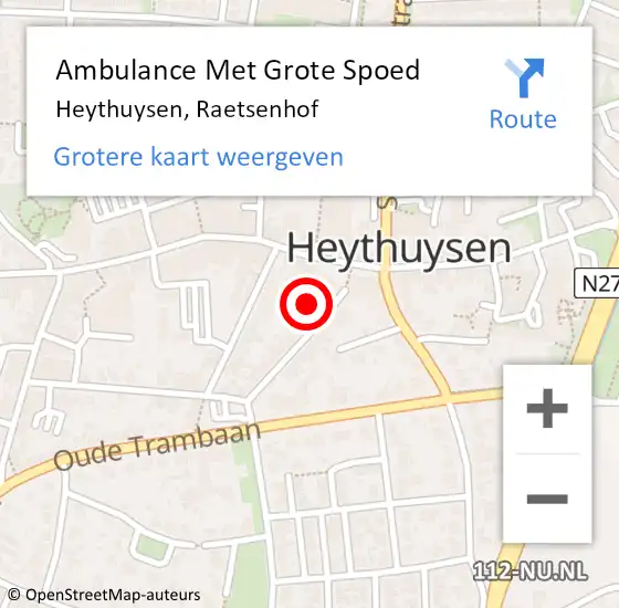 Locatie op kaart van de 112 melding: Ambulance Met Grote Spoed Naar Heythuysen, Raetsenhof op 7 november 2020 20:38