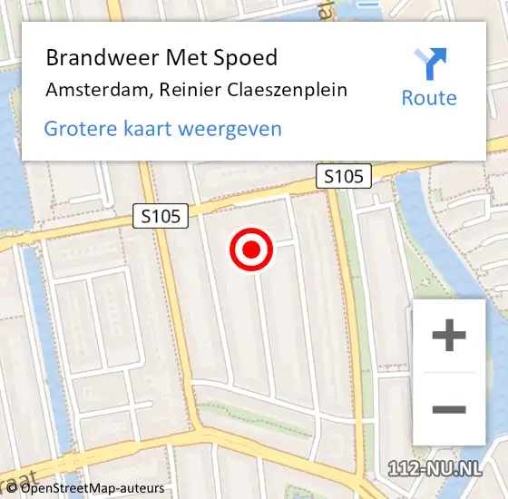 Locatie op kaart van de 112 melding: Brandweer Met Spoed Naar Amsterdam, Reinier Claeszenplein op 7 november 2020 20:55