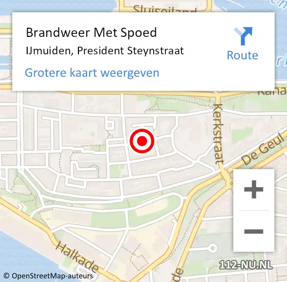 Locatie op kaart van de 112 melding: Brandweer Met Spoed Naar IJmuiden, President Steynstraat op 7 november 2020 21:35