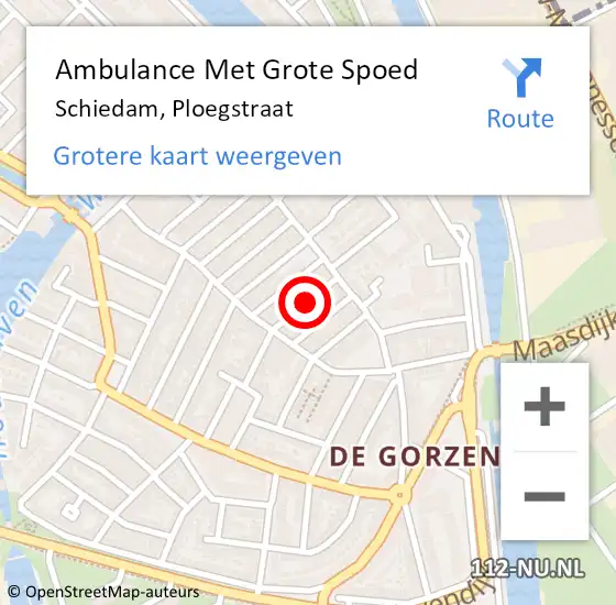 Locatie op kaart van de 112 melding: Ambulance Met Grote Spoed Naar Schiedam, Ploegstraat op 7 november 2020 23:11