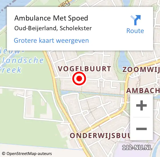 Locatie op kaart van de 112 melding: Ambulance Met Spoed Naar Oud-Beijerland, Scholekster op 8 november 2020 03:48