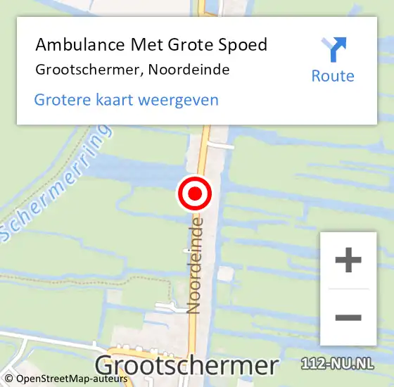 Locatie op kaart van de 112 melding: Ambulance Met Grote Spoed Naar Grootschermer, Noordeinde op 8 november 2020 05:33