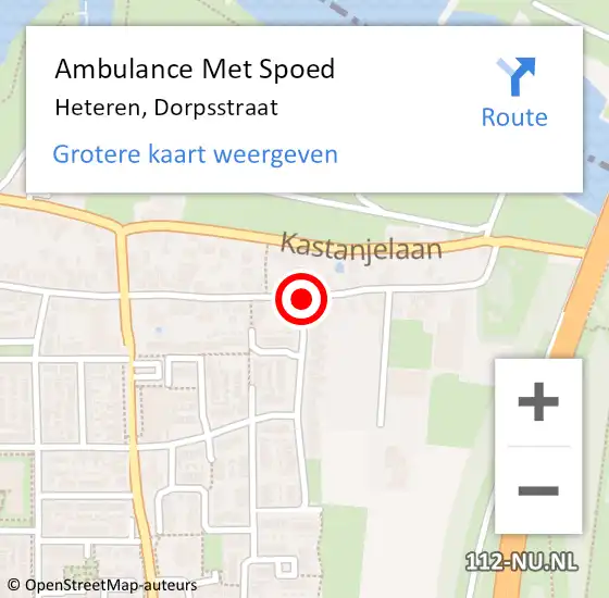 Locatie op kaart van de 112 melding: Ambulance Met Spoed Naar Heteren, Dorpsstraat op 8 november 2020 05:59