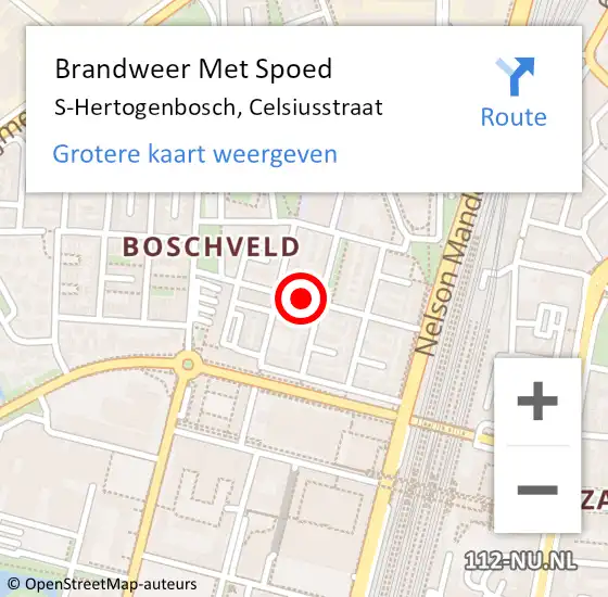 Locatie op kaart van de 112 melding: Brandweer Met Spoed Naar S-Hertogenbosch, Celsiusstraat op 8 november 2020 06:42