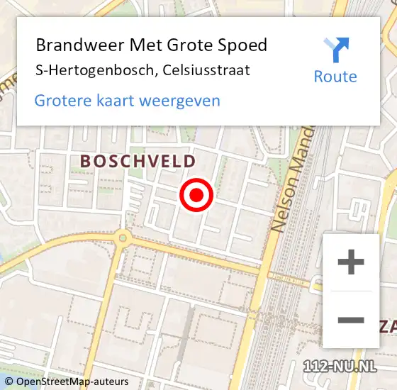 Locatie op kaart van de 112 melding: Brandweer Met Grote Spoed Naar S-Hertogenbosch, Celsiusstraat op 8 november 2020 06:53