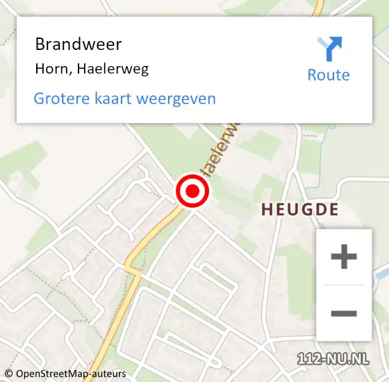 Locatie op kaart van de 112 melding: Brandweer Horn, Haelerweg op 23 mei 2014 17:55