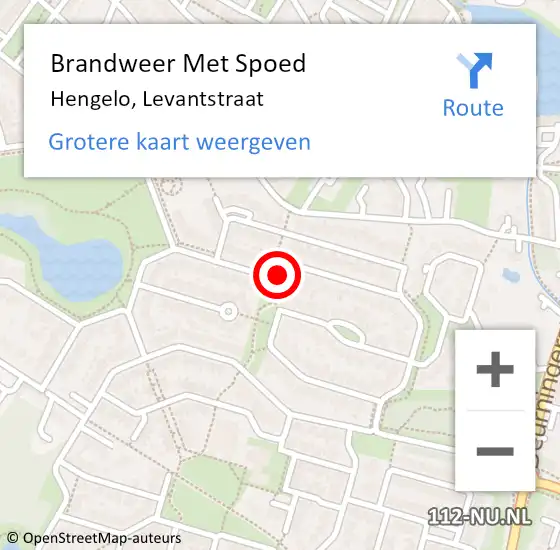 Locatie op kaart van de 112 melding: Brandweer Met Spoed Naar Hengelo, Levantstraat op 8 november 2020 08:12