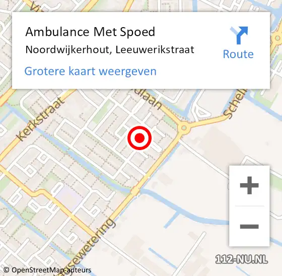 Locatie op kaart van de 112 melding: Ambulance Met Spoed Naar Noordwijkerhout, Leeuwerikstraat op 23 mei 2014 18:08