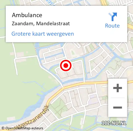 Locatie op kaart van de 112 melding: Ambulance Zaandam, Mandelastraat op 8 november 2020 10:09