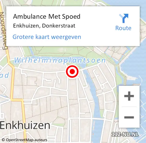 Locatie op kaart van de 112 melding: Ambulance Met Spoed Naar Enkhuizen, Donkerstraat op 23 mei 2014 18:10