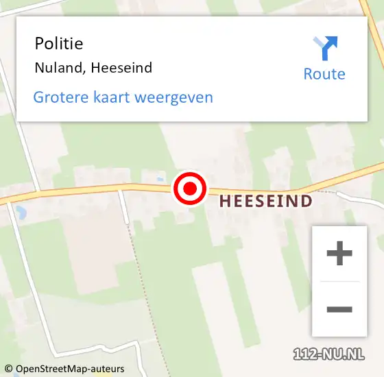 Locatie op kaart van de 112 melding: Politie Nuland, Heeseind op 8 november 2020 10:47