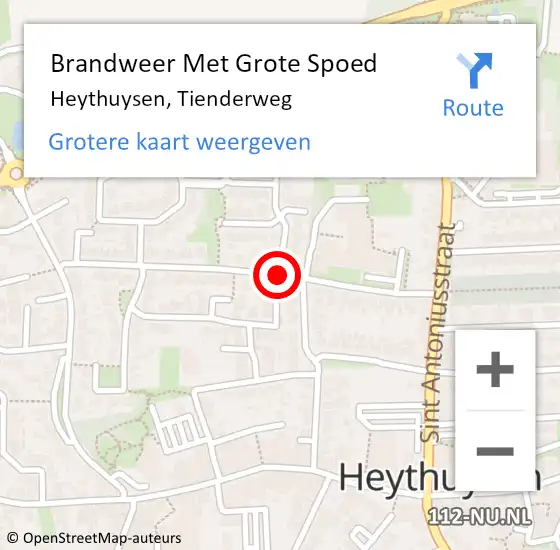 Locatie op kaart van de 112 melding: Brandweer Met Grote Spoed Naar Heythuysen, Tienderweg op 8 november 2020 11:15