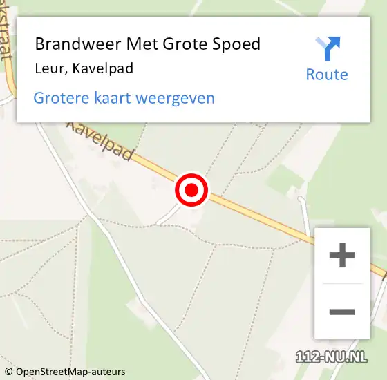 Locatie op kaart van de 112 melding: Brandweer Met Grote Spoed Naar Leur, Kavelpad op 8 november 2020 12:58