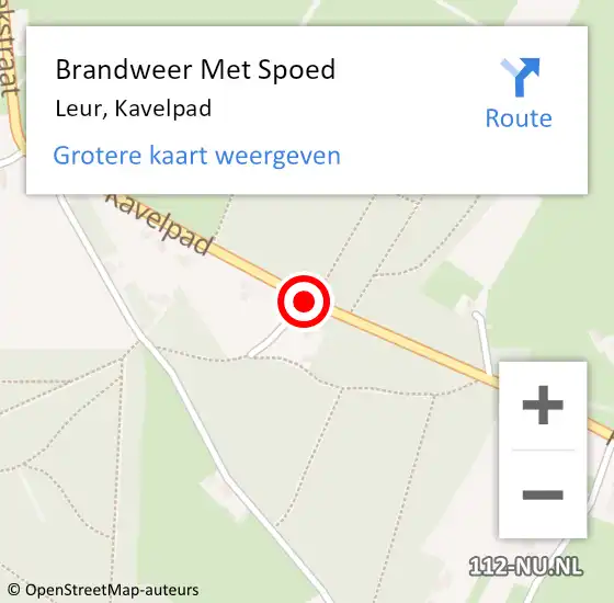 Locatie op kaart van de 112 melding: Brandweer Met Spoed Naar Leur, Kavelpad op 8 november 2020 13:00