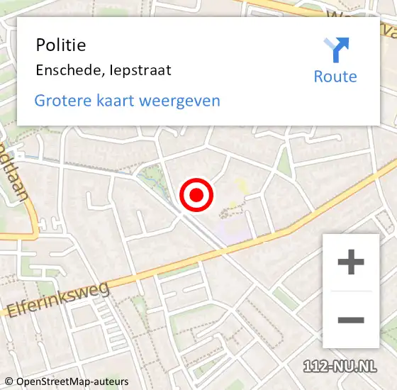 Locatie op kaart van de 112 melding: Politie Enschede, Iepstraat op 8 november 2020 14:06