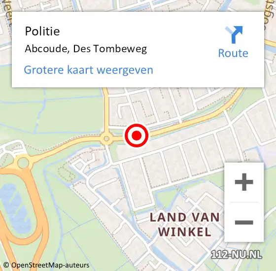 Locatie op kaart van de 112 melding: Politie Abcoude, Des Tombeweg op 8 november 2020 14:38