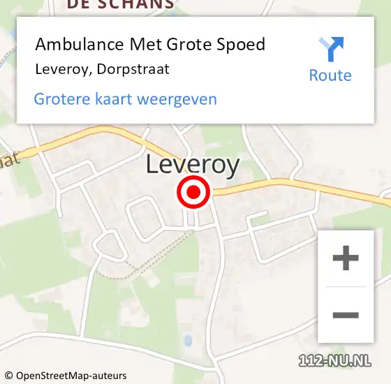 Locatie op kaart van de 112 melding: Ambulance Met Grote Spoed Naar Leveroy, Dorpstraat op 23 mei 2014 18:41