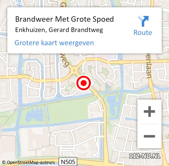 Locatie op kaart van de 112 melding: Brandweer Met Grote Spoed Naar Enkhuizen, Gerard Brandtweg op 8 november 2020 16:24