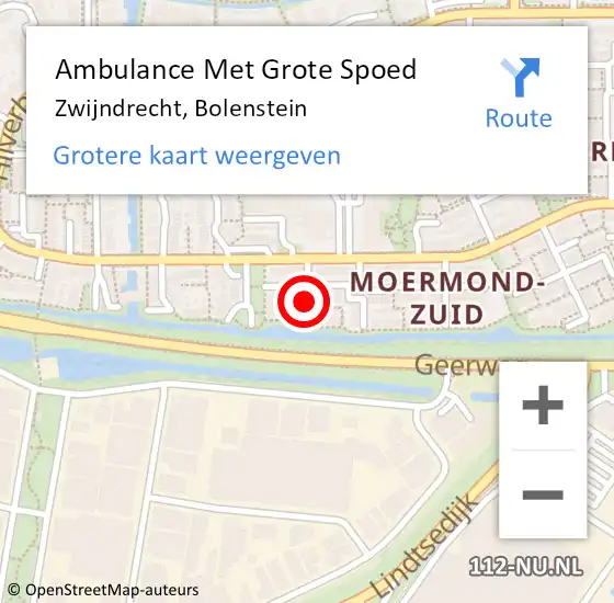 Locatie op kaart van de 112 melding: Ambulance Met Grote Spoed Naar Zwijndrecht, Bolenstein op 8 november 2020 18:02