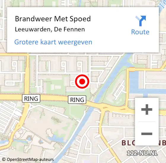 Locatie op kaart van de 112 melding: Brandweer Met Spoed Naar Leeuwarden, De Fennen op 8 november 2020 19:50