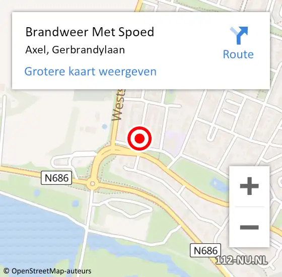 Locatie op kaart van de 112 melding: Brandweer Met Spoed Naar Axel, Gerbrandylaan op 8 november 2020 21:00