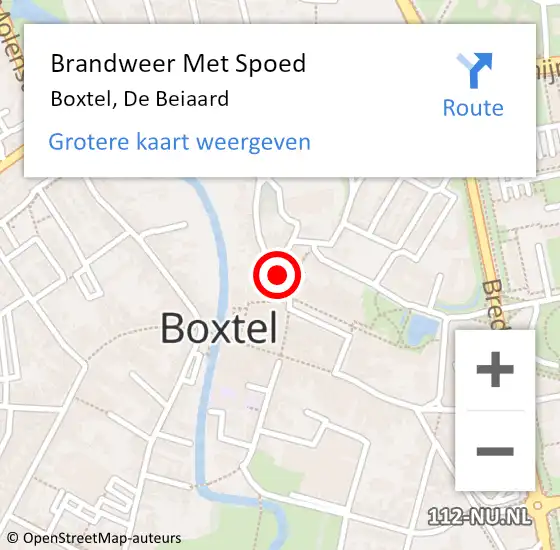 Locatie op kaart van de 112 melding: Brandweer Met Spoed Naar Boxtel, De Beiaard op 8 november 2020 21:55