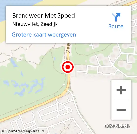 Locatie op kaart van de 112 melding: Brandweer Met Spoed Naar Nieuwvliet, Zeedijk op 8 november 2020 22:08