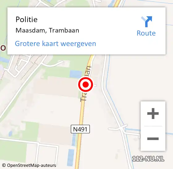Locatie op kaart van de 112 melding: Politie Maasdam, Trambaan op 9 november 2020 06:28