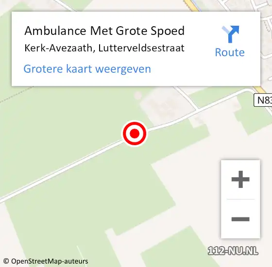 Locatie op kaart van de 112 melding: Ambulance Met Grote Spoed Naar Kerk-Avezaath, Lutterveldsestraat op 9 november 2020 06:56