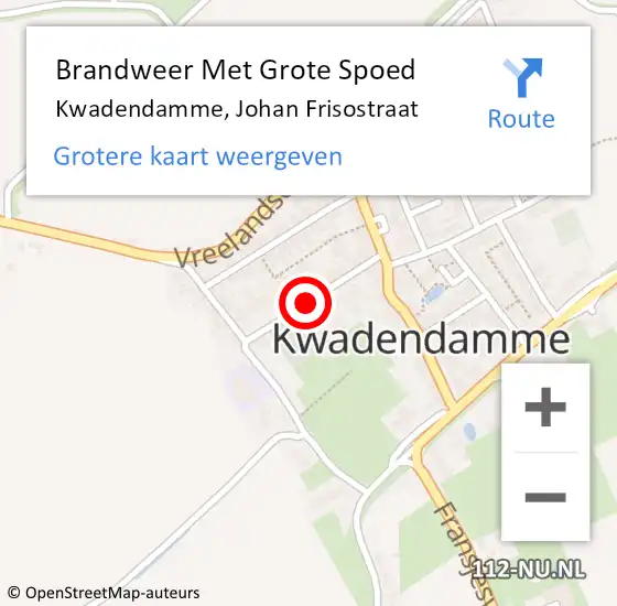 Locatie op kaart van de 112 melding: Brandweer Met Grote Spoed Naar Kwadendamme, Johan Frisostraat op 9 november 2020 07:37