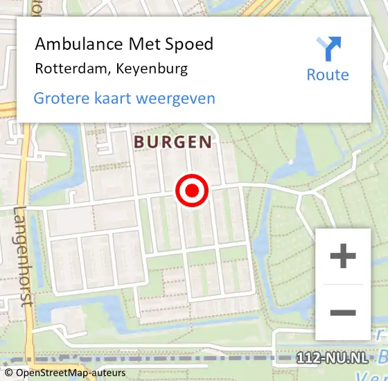 Locatie op kaart van de 112 melding: Ambulance Met Spoed Naar Rotterdam, Keyenburg op 9 november 2020 09:25