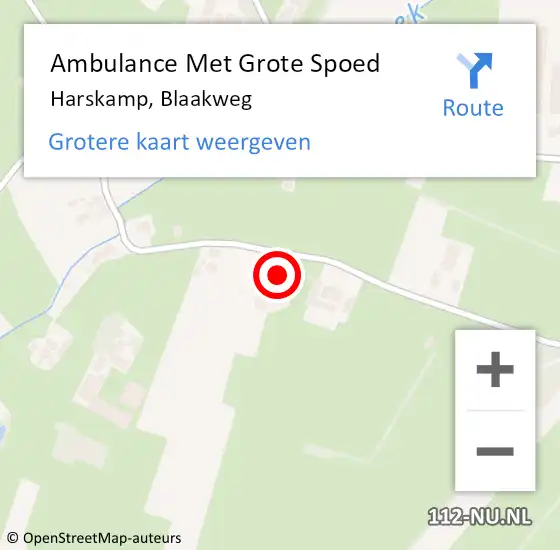 Locatie op kaart van de 112 melding: Ambulance Met Grote Spoed Naar Harskamp, Blaakweg op 23 mei 2014 19:55