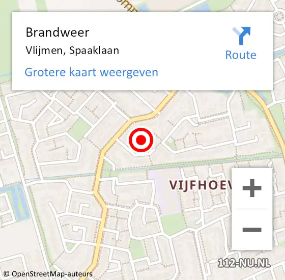 Locatie op kaart van de 112 melding: Brandweer Vlijmen, Spaaklaan op 23 mei 2014 19:56