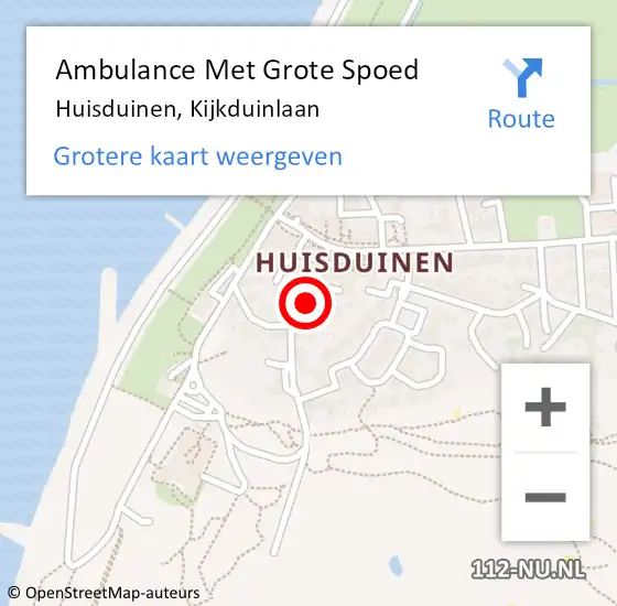 Locatie op kaart van de 112 melding: Ambulance Met Grote Spoed Naar Huisduinen, Kijkduinlaan op 9 november 2020 10:07