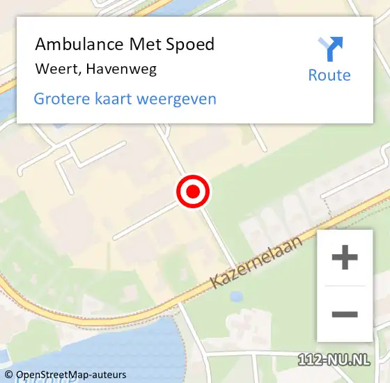 Locatie op kaart van de 112 melding: Ambulance Met Spoed Naar Weert, Havenweg op 9 november 2020 10:20