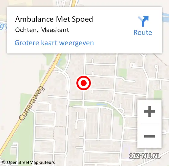 Locatie op kaart van de 112 melding: Ambulance Met Spoed Naar Ochten, Maaskant op 9 november 2020 10:32