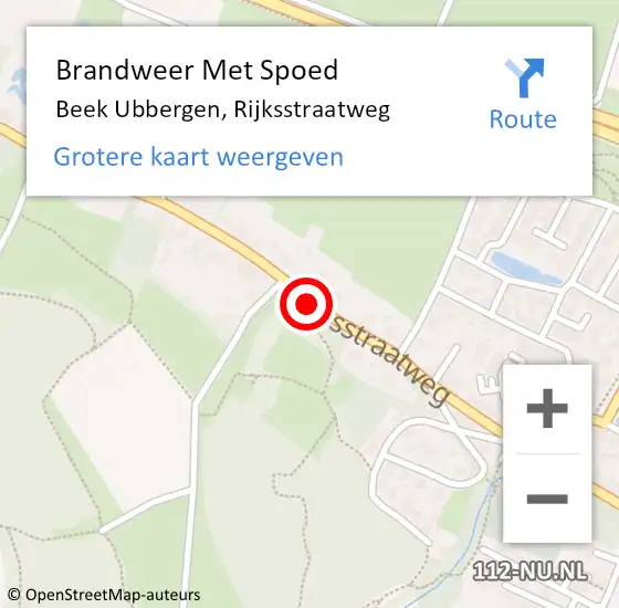 Locatie op kaart van de 112 melding: Brandweer Met Spoed Naar Beek Ubbergen, Rijksstraatweg op 9 november 2020 11:12