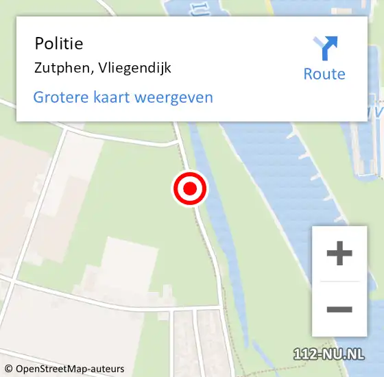 Locatie op kaart van de 112 melding: Politie Zutphen, Vliegendijk op 9 november 2020 11:13