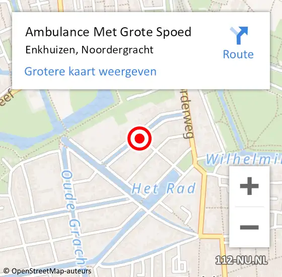 Locatie op kaart van de 112 melding: Ambulance Met Grote Spoed Naar Enkhuizen, Noordergracht op 9 november 2020 12:34
