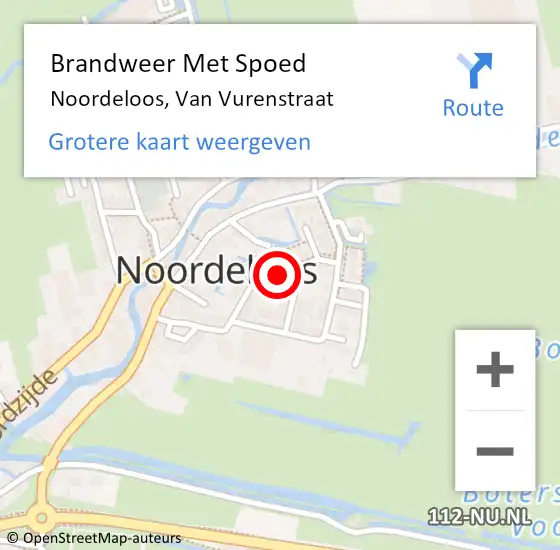 Locatie op kaart van de 112 melding: Brandweer Met Spoed Naar Noordeloos, Van Vurenstraat op 9 november 2020 12:47