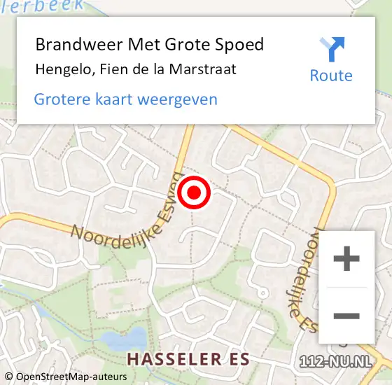 Locatie op kaart van de 112 melding: Brandweer Met Grote Spoed Naar Hengelo, Fien de la Marstraat op 23 mei 2014 20:32