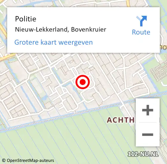 Locatie op kaart van de 112 melding: Politie Nieuw-Lekkerland, Bovenkruier op 9 november 2020 14:32