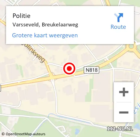 Locatie op kaart van de 112 melding: Politie Varsseveld, Breukelaarweg op 9 november 2020 14:33