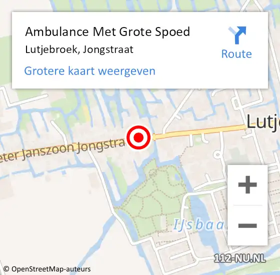 Locatie op kaart van de 112 melding: Ambulance Met Grote Spoed Naar Lutjebroek, Jongstraat op 9 november 2020 14:52