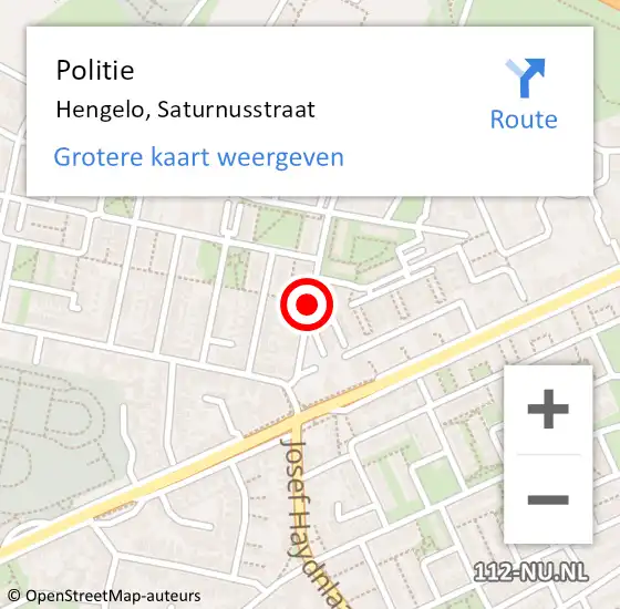 Locatie op kaart van de 112 melding: Politie Hengelo, Saturnusstraat op 9 november 2020 16:43