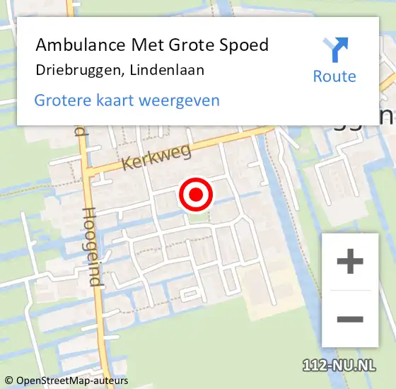 Locatie op kaart van de 112 melding: Ambulance Met Grote Spoed Naar Driebruggen, Lindenlaan op 23 mei 2014 20:52