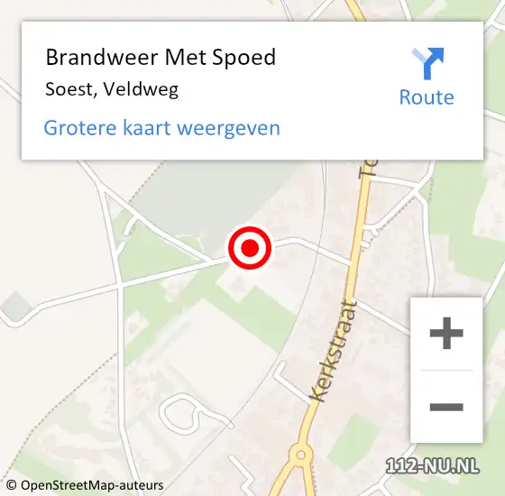 Locatie op kaart van de 112 melding: Brandweer Met Spoed Naar Soest, Veldweg op 9 november 2020 17:21