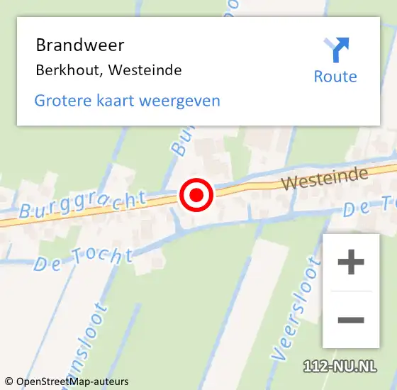 Locatie op kaart van de 112 melding: Brandweer Berkhout, Westeinde op 9 november 2020 18:22